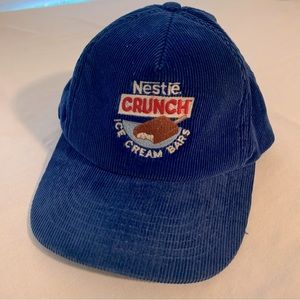 VERY RARE Vintage 90s Nestle Crunch Ice Cream Promotional Hat- Blue Corduroy